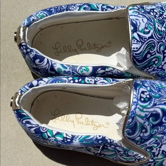 Blue and Green Paisley Slip-On Sneakers - Picture 2 of 3